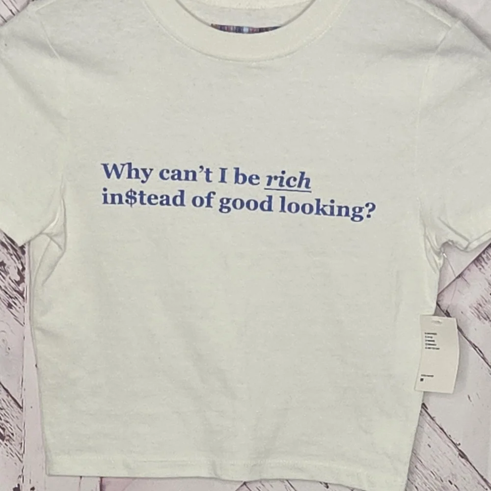 Urban Outfitters Why Can't I Be Rich Instead Of Good Looking? Cropped Tee - Picture 4 of 4